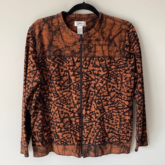 Chico's Tops - Chico’s Spa Aztec Zip Up Jacket Orange Black
